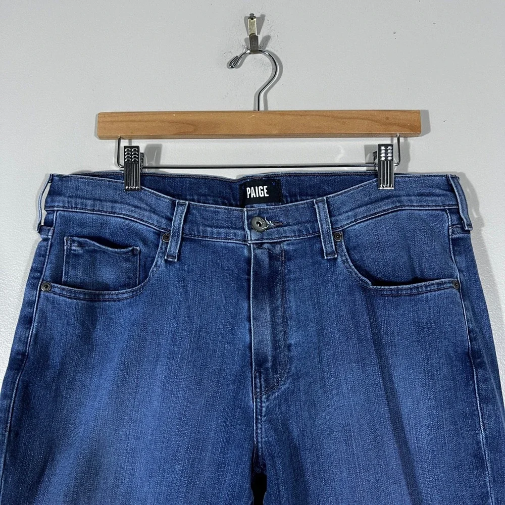 Paige Federal Slim Straight Solid Jeans Blue Stretch Premium Denim Size 34